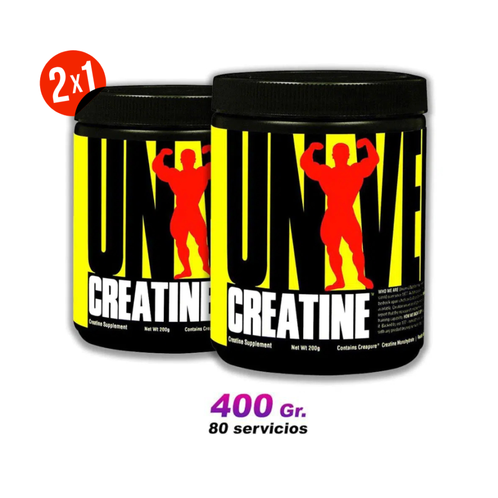 CREATINA MONOHIDRATADO UNIVERSAL 200 GR + 200 GR