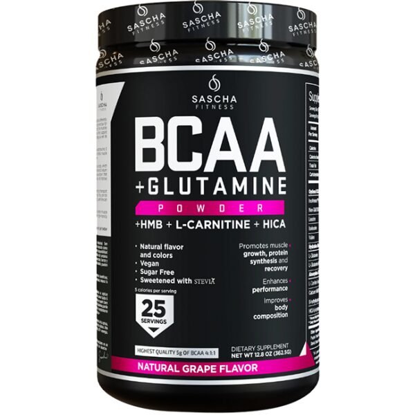 BCAA + GLUTAMINA EM PÓ - UVA - SASCHA FITNESS