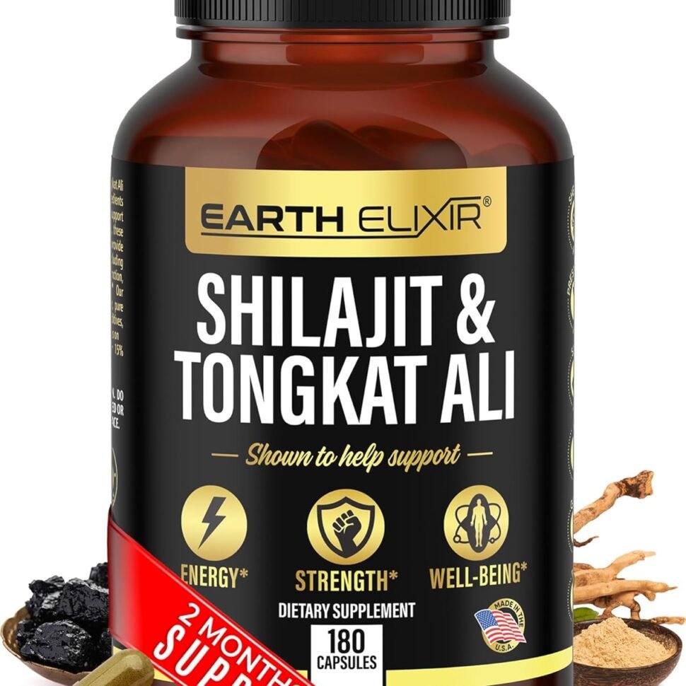 Shilajit 1000 mg e Tongkat Ali 400 mg (180 cápsulas)