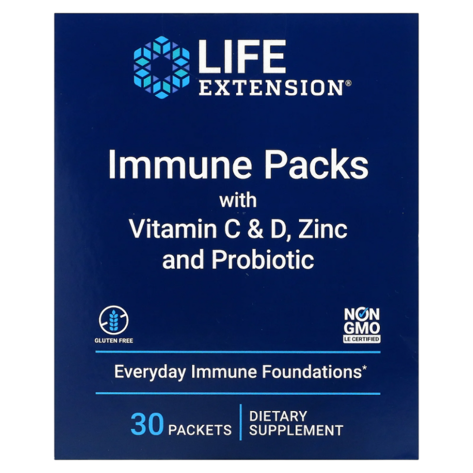 Pacotes imunológicos* com vitamina C e D, ZINCO e probióticos - LIFE EXTENSION